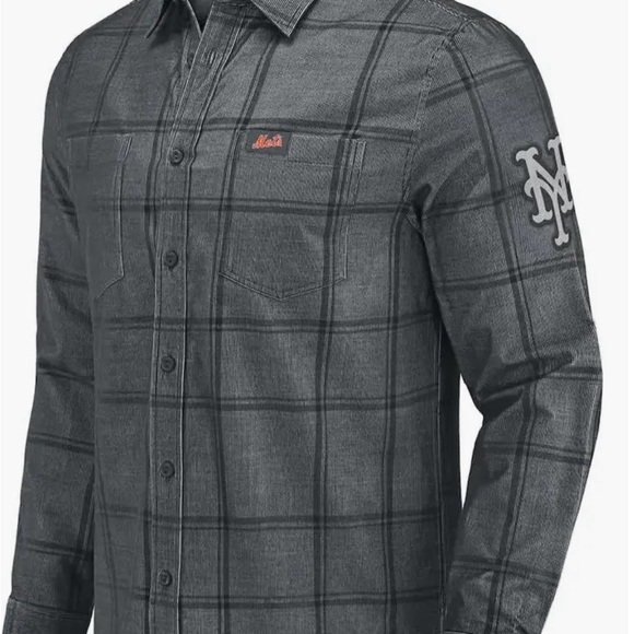 Gray Plaid Long Sleeve Shirt with Logo